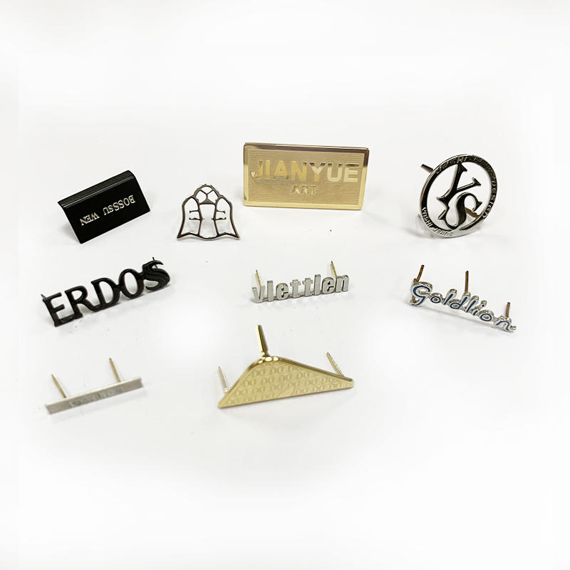 Wholesale Custom Stainless Steel Badge Design Tag Plate Brand Label Engraved Clothing Wallet Plaque Letter Handbag Metal Logo